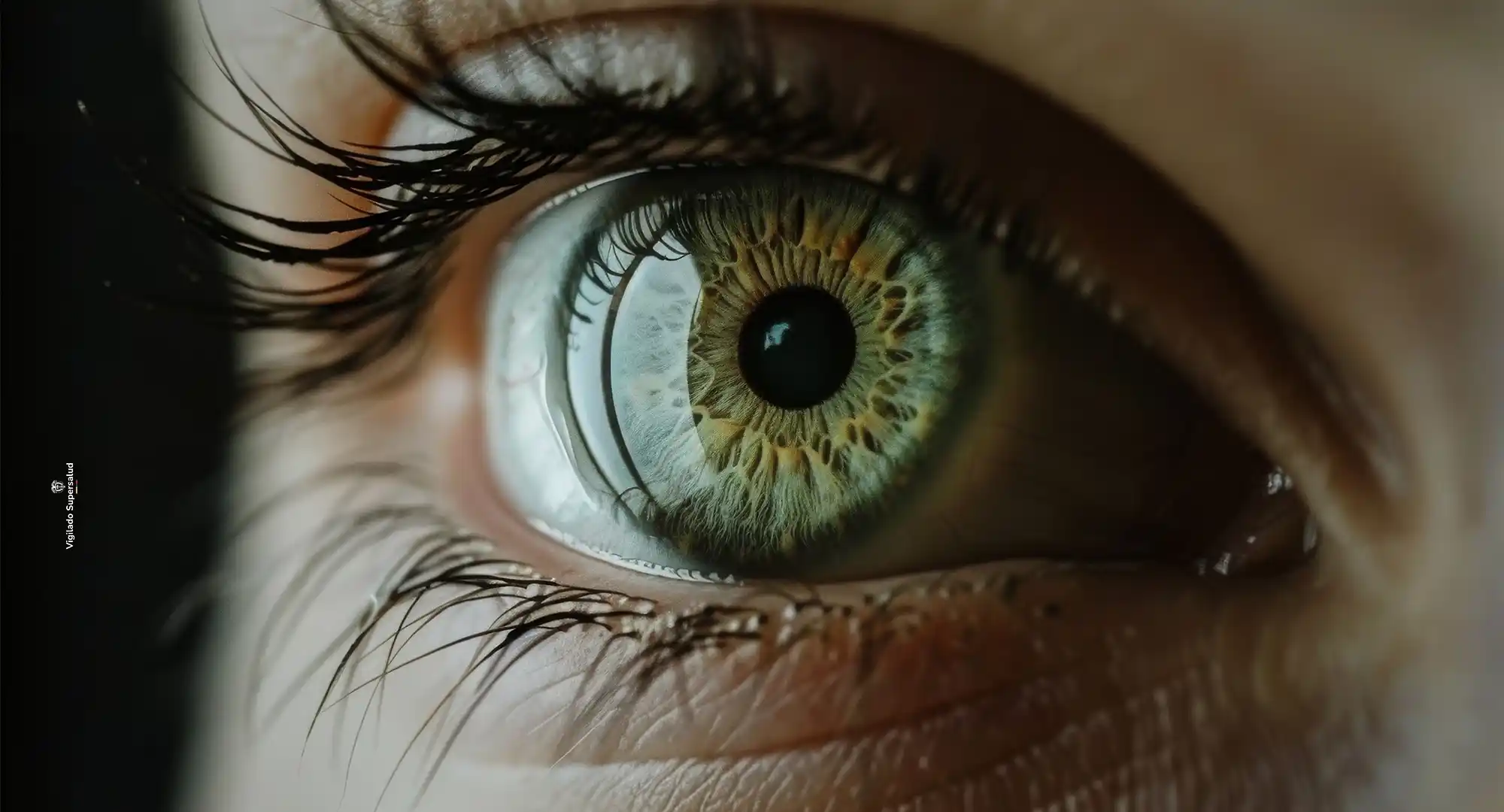 Primer plano de ojo humano de color verde